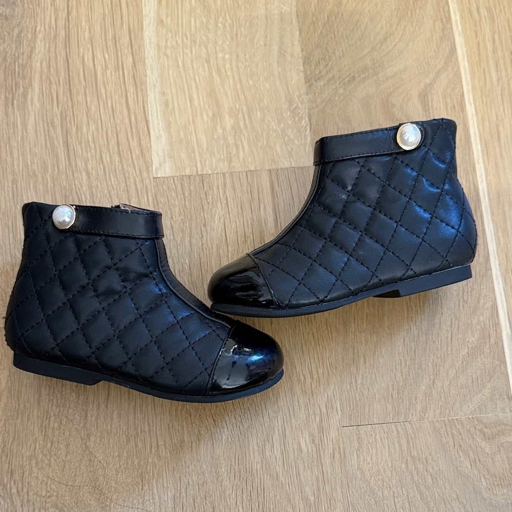Black Quilted Kids Boots
